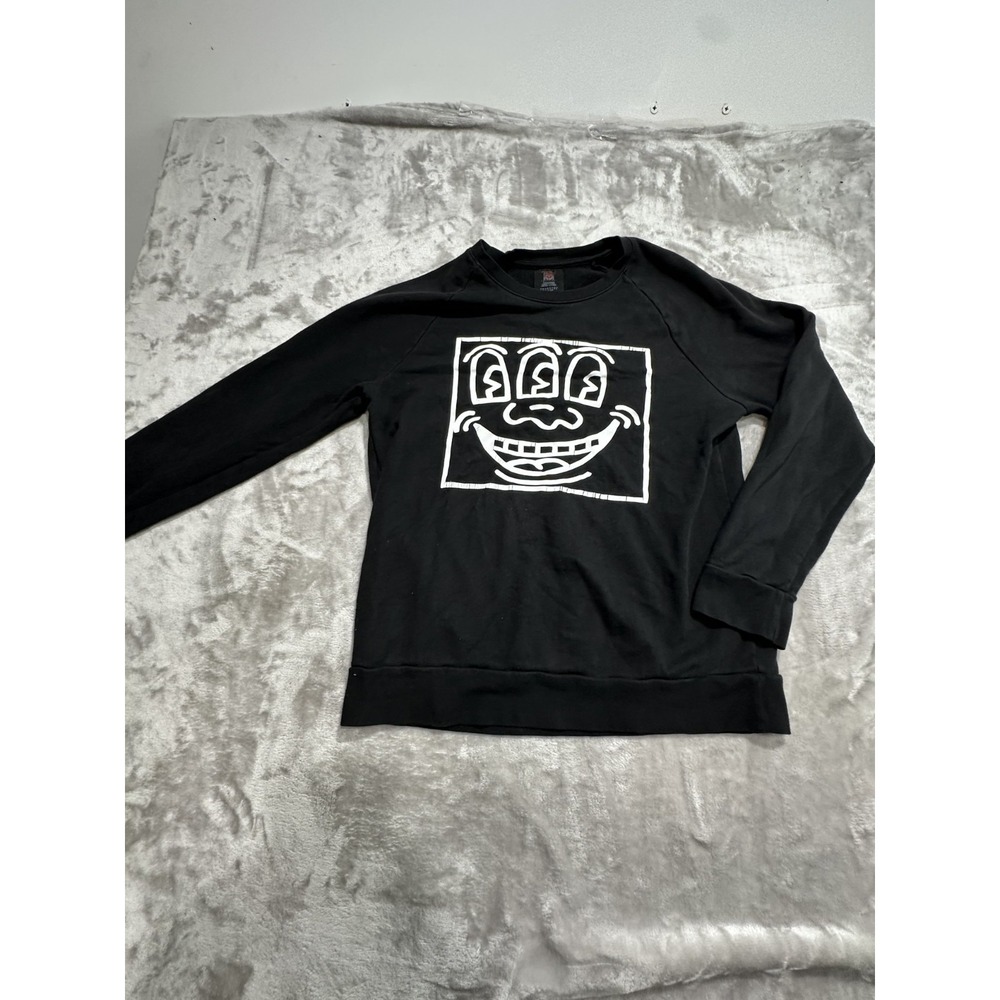 Forever 21 x Keith Haring Sweatshirt Women's Size Medium Black 3 Eye Long Sleeve